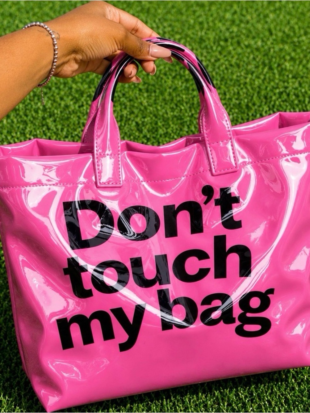 Pink Statement Tote Travel Bag - "Don't Touch My Bag"